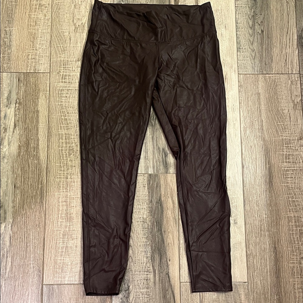NWOT Time and Tru Chocolate Brown Faux Leather Leggings